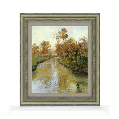 【油絵 直筆仕上げ】フリット・タヴロー autumn-秋- F8 【額入り】 絵画 販売 8号 油彩 風景画 602×528mm 複製画 送料無料 プレゼント ギフト 開店祝い 開業祝い 退職祝い 新築祝い リビング 玄関 モダン アートフレーム 壁掛け