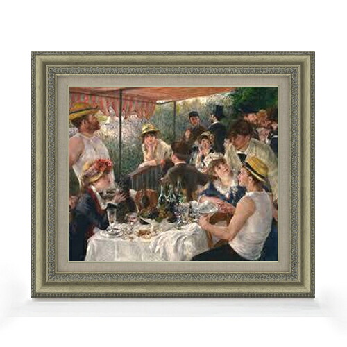 【油絵 直筆仕上げ】ルノワール 舟遊びの昼食 F8 【額入り】 絵画 販売 8号 油彩 風景画 602×528mm 複製画 送料無料 プレゼント ギフト 開店祝い 開業祝い 退職祝い 新築祝い リビング 玄関 モダン アートフレーム 壁掛け