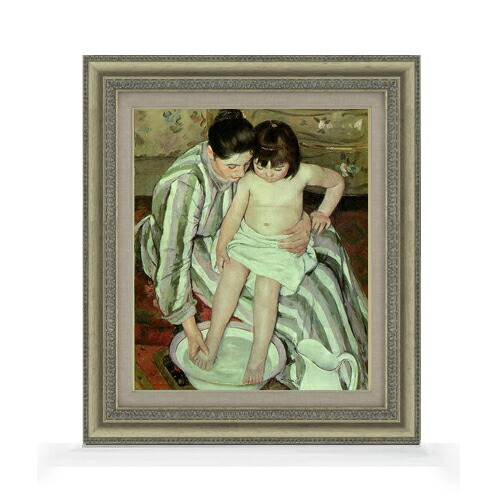 【油絵 直筆仕上げ】メアリー・カサット 子供の入浴 F8 【額入り】 絵画 販売 8号 油彩 風景画 602×528mm 複製画 送料無料 プレゼント ギフト 開店祝い 開業祝い 退職祝い 新築祝い リビング 玄関 モダン アートフレーム 壁掛け