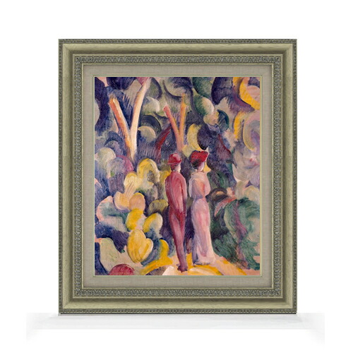 【油絵 直筆仕上げ】アウグスト・マッケ Couple on the Forest Track F8 【額入り】 絵画 販売 8号 油彩 抽象画 602×528mm 複製画 送料無料 プレゼント ギフト 開店祝い 開業祝い 退職祝い 新築祝い リビング 玄関 モダン アートフレーム 壁掛け|絵画販売アートレスト