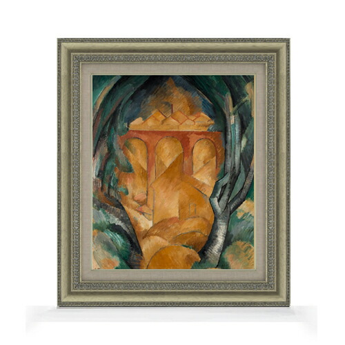 【油絵 直筆仕上げ】ジョルジュ・ブラック The Viaduct at L'Estaque F8 【額入り】 絵画 販売 8号 油彩 抽象画 602×528mm 複製画 送料無料 プレゼント ギフト 開店祝い 開業祝い 退職祝い 新築祝い リビング 玄関 モダン アートフレーム 壁掛け