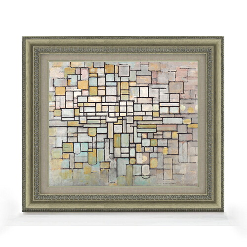 【油絵 直筆仕上げ】ピート・モンドリアン Composition no2 F8 【額入り】 絵画 販売 8号 油彩 抽象画 602×528mm 複製画 送料無料 プレゼント ギフト 開店祝い 開業祝い 退職祝い 新築祝い リビング 玄関 モダン アートフレーム 壁掛け|絵画販売アートレスト