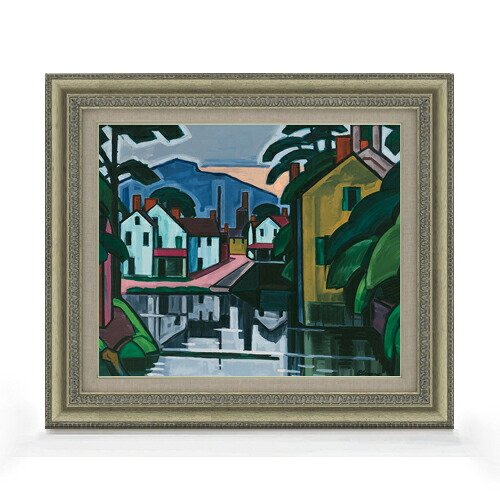 【油絵 直筆仕上げ】ブルーマナー Old Canal Port 【額入り】 絵画 販売 8号 油彩 抽象画 602×528mm 複製画 送料無料 プレゼント ギフト 開店祝い 開業祝い 退職祝い 新築祝い リビング 玄関 モダン アートフレーム 壁掛け