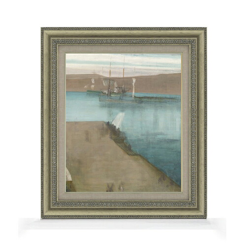 【油絵 直筆仕上げ】ホイッスラー Valparaiso Harbor 【額入り】 絵画 販売 8号 油彩 風景画 602×528mm 複製画 送料無料 プレゼント ギフト 開店祝い 開業祝い 退職祝い 新築祝い リビング 玄関 モダン アートフレーム 壁掛け