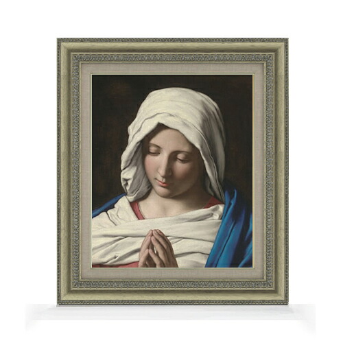 【油絵 直筆仕上げ】サルヴィ Madonna in prayer F8 【額入り】 絵画 販売 8号 油彩 人物画 602×528mm 複製画 送料無料 プレゼント ギフト 開店祝い 開業祝い 退職祝い 新築祝い リビング 玄関 モダン アートフレーム 壁掛け