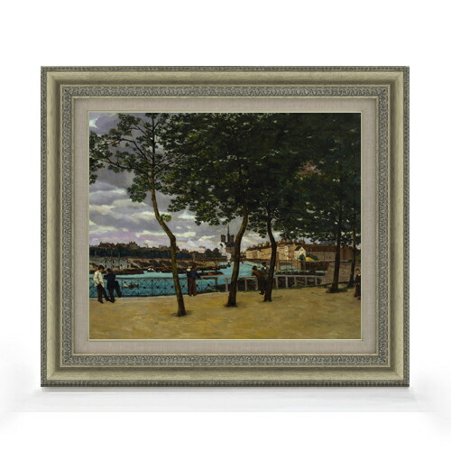 【油絵 直筆仕上げ】ギヨマン View of the Seine, Paris F8 【額入り】 絵画 販売 8号 油彩 風景画 602×528mm 複製画 送料無料 プレゼント ギフト 開店祝い 開業祝い 退職祝い 新築祝い リビング 玄関 モダン アートフレーム 壁掛け 28,875円