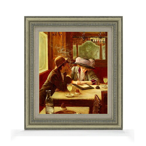 【油絵 直筆仕上げ】ジャン・ベロー 手紙 F8 【額入り】 絵画 販売 8号 油彩 風景画 602&times;528mm 複製画 送料無料 プレゼント ギフト 開店祝い 開業祝い 退職祝い 新築祝い リビング 玄関 モダン アートフレーム 壁掛け｜絵画販売アートレスト