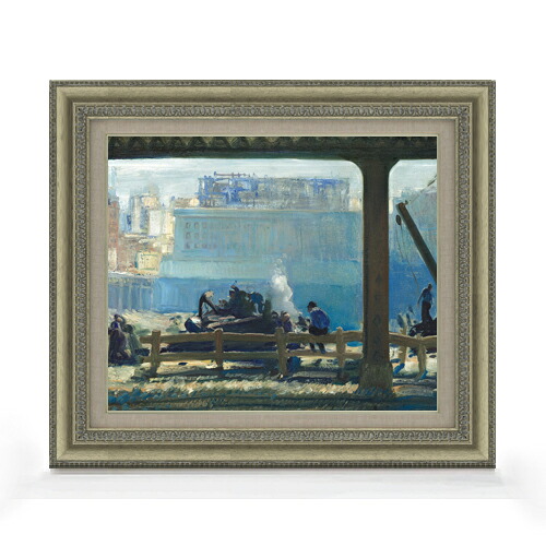 【油絵 直筆仕上げ】ジョージ・ベローズ Blue Morning F8 【額入り】 絵画 販売 8号 油彩 風景画 602×528mm 複製画 送料無料 プレゼント ギフト 開店祝い 開業祝い 退職祝い 新築祝い リビング 玄関 モダン アートフレーム 壁掛け