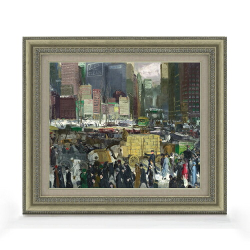 【油絵 直筆仕上げ】ジョージ・ベローズ New York F8 【額入り】 絵画 販売 8号 油彩 風景画 602×528mm 複製画 送料無料 プレゼント ギフト 開店祝い 開業祝い 退職祝い 新築祝い リビング 玄関 モダン アートフレーム 壁掛け