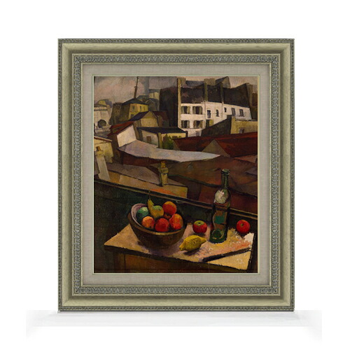 【油絵 直筆仕上げ】ディエゴ・リベラ Knife and Fruit in Front of the Window F8 【額入り】 絵画 販売 8号 油彩 風景画 602&times;528mm 複製画 送料無料 プレゼント ギフト 開店祝い 開業祝い 退職祝い 新築祝い リビング 玄関 モダン アートフレーム 壁掛け｜絵画販売アートレスト