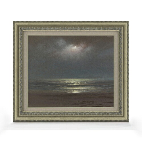 【油絵 直筆仕上げ】トライオン Night The Sea F8 【額入り】 絵画 販売 8号 油彩 風景画 602×528mm 複製画 送料無料 プレゼント ギフト 開店祝い 開業祝い 退職祝い 新築祝い リビング 玄関 モダン アートフレーム 壁掛け|絵画販売アートレスト