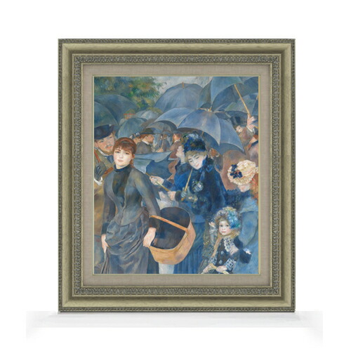 【油絵 直筆仕上げ】ルノワール 雨傘 F8 【額入り】 絵画 販売 8号 油彩 風景画 602×528mm 複製画 送料無料 プレゼント ギフト 開店祝い 開業祝い 退職祝い 新築祝い リビング 玄関 モダン アートフレーム 壁掛け