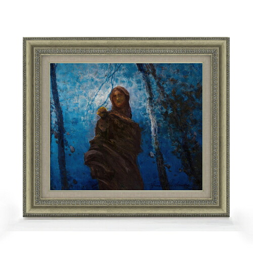 【油絵 直筆仕上げ】ヴァンキエ 月夜 F8 【額入り】 絵画 販売 8号 油彩 抽象画 602×528mm 複製画 送料無料 プレゼント ギフト 開店祝い 開業祝い 退職祝い 新築祝い リビング 玄関 モダン アートフレーム 壁掛け