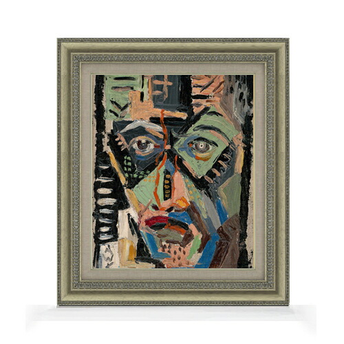 【油絵 直筆仕上げ】クビンチャン 男の顔 F8 【額入り】 絵画 販売 8号 油彩 抽象画 602×528mm 複製画 送料無料 プレゼント ギフト 開店祝い 開業祝い 退職祝い 新築祝い リビング 玄関 モダン アートフレーム 壁掛け