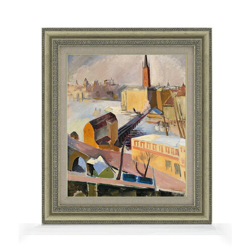 【油絵 直筆仕上げ】グリューネヴァルト リッダルホルム教会 F8 【額入り】 絵画 販売 8号 油彩 抽象画 602×528mm 複製画 送料無料 プレゼント ギフト 開店祝い 開業祝い 退職祝い 新築祝い リビング 玄関 モダン アートフレーム 壁掛け