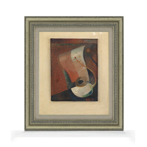 【油絵 直筆仕上げ】シュヴィッタース ペニーのある静物画 F8 【額入り】 絵画 販売 8号 油彩 抽象画 602×528mm 複製画 送料無料 プレゼント ギフト 開店祝い 開業祝い 退職祝い 新築祝い リビング 玄関 モダン アートフレーム 壁掛け