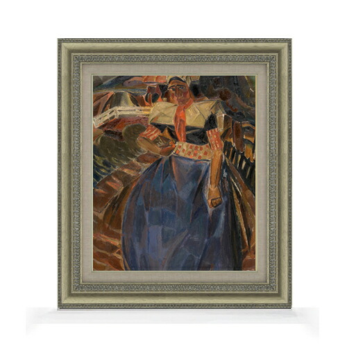 【油絵 直筆仕上げ】スメット スパケンブルグ出身の女 F8 【額入り】 絵画 販売 8号 油彩 抽象画 602×528mm 複製画 送料無料 プレゼント ギフト 開店祝い 開業祝い 退職祝い 新築祝い リビング 玄関 モダン アートフレーム 壁掛け|絵画販売アートレスト
