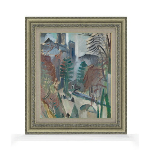 【油絵 直筆仕上げ】ドローネー ラオンの風景 F8 【額入り】 絵画 販売 8号 油彩 抽象画 602×528mm 複製画 送料無料 プレゼント ギフト 開店祝い 開業祝い 退職祝い 新築祝い リビング 玄関 モダン アートフレーム 壁掛け
