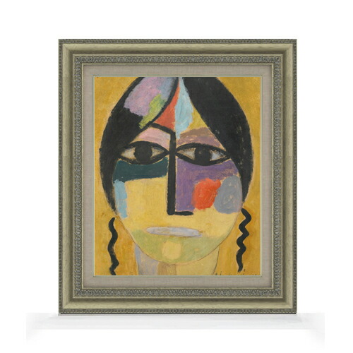 【油絵 直筆仕上げ】ヤウレンスキー コップフ;ラーベンフリューゲル4 F8 【額入り】 絵画 販売 8号 油彩 抽象画 602×528mm 複製画 送料無料 プレゼント ギフト 開店祝い 開業祝い 退職祝い 新築祝い リビング 玄関 モダン アートフレーム 壁掛け