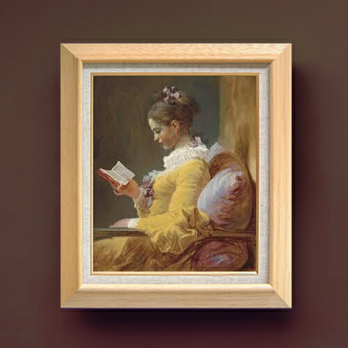【油絵 直筆仕上げ】フラゴナール 読書する女 F8 【額入り】 絵画 販売 8号 油彩 風景画 600×526mm 複製画 送料無料 プレゼント ギフト 開店祝い 開業祝い 退職祝い 新築祝い リビング 玄関 モダン アートフレーム 壁掛け|絵画販売アートレスト