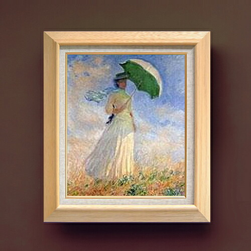 【油絵 直筆仕上げ】クロード・モネ 日傘を差す女 F8 【額入り】 絵画 販売 8号 油彩 風景画 600×526mm 複製画 送料無料 プレゼント ギフト 開店祝い 開業祝い 退職祝い 新築祝い リビング 玄関 モダン アートフレーム 壁掛け|絵画販売アートレスト