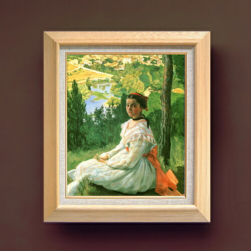 【油絵 直筆仕上げ】フレデリック・バジール 村の眺め F8 【額入り】 絵画 販売 8号 油彩 風景画 600×526mm 複製画 送料無料 プレゼント ギフト 開店祝い 開業祝い 退職祝い 新築祝い リビング 玄関 モダン アートフレーム 壁掛け|絵画販売アートレスト