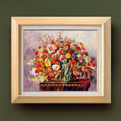 【油絵 直筆仕上げ】ルノワール バスケットの花々 F8 【額入り】 絵画 販売 8号 油彩 風景画 600&times;526mm 複製画 送料無料 プレゼント ギフト 開店祝い 開業祝い 退職祝い 新築祝い リビング 玄関 モダン アートフレーム 壁掛け｜絵画販売アートレスト