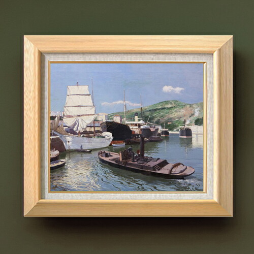 【油絵 直筆仕上げ】アバデス Port of Bilbao F8 【額入り】 絵画 販売 8号 油彩 風景画 600&times;526mm 複製画 送料無料 プレゼント ギフト 開店祝い 開業祝い 退職祝い 新築祝い リビング 玄関 モダン アートフレーム 壁掛け｜絵画販売アートレスト 27,335円