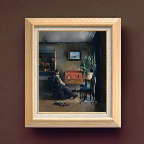 【油絵 直筆仕上げ】ハリエット・バッカー Blue Interior F8 【額入り】 絵画 販売 8号 油彩 抽象画 600×526mm 複製画 送料無料 プレゼント ギフト 開店祝い 開業祝い 退職祝い 新築祝い リビング 玄関 モダン アートフレーム 壁掛け|絵画販売アートレスト