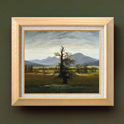 【油絵 直筆仕上げ】フリードリヒ Solitary Tree F8 【額入り】 絵画 販売 8号 油彩 風景画 600&times;526mm 複製画 送料無料 プレゼント ギフト 開店祝い 開業祝い 退職祝い 新築祝い リビング 玄関 モダン アートフレーム 壁掛け｜絵画販売アートレスト