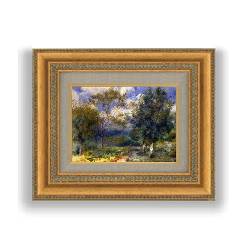 【油絵 直筆仕上げ】ルノワール 陽だまりの風景 SMサイズ 額入り 油絵直筆仕様げ 372&times;303mm 額縁ガラス板 ｜ 絵画 アート インテリア 壁掛け複製画｜絵画販売アートレスト