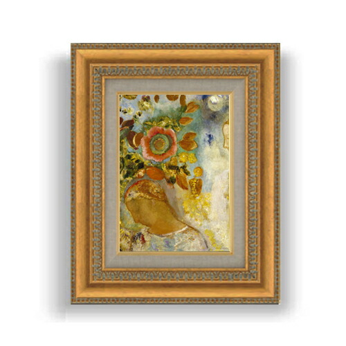【油絵 直筆仕上げ】ルドン Two Young Girls among Flowers SMサイズ 額入り 油絵直筆仕様げ 372×303mm 額縁ガラス板 ｜ 絵画 アート インテリア 壁掛け複製画