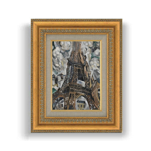 【油絵 直筆仕上げ】ロベール・ドローネー The Eiffel Tower SMサイズ 額入り 油絵直筆仕様げ 372×303mm 額縁ガラス板 ｜ 絵画 アート インテリア 壁掛け複製画