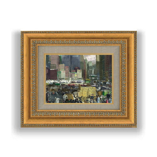 【油絵 直筆仕上げ】ジョージ・ベローズ New York SMサイズ 額入り 油絵直筆仕様げ 372×303mm 額縁ガラス板 ｜ 絵画 アート インテリア 壁掛け複製画