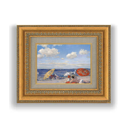 【油絵 直筆仕上げ】チェイス At the Seaside SMサイズ 額入り 油絵直筆仕様げ 372&times;303mm 額縁ガラス板 ｜ 絵画 アート インテリア 壁掛け複製画｜絵画販売アートレスト