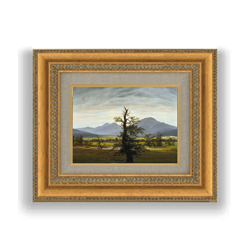 【油絵 直筆仕上げ】フリードリヒ Solitary Tree SMサイズ 額入り 油絵直筆仕様げ 372×303mm 額縁ガラス板 ｜ 絵画 アート インテリア 壁掛け複製画