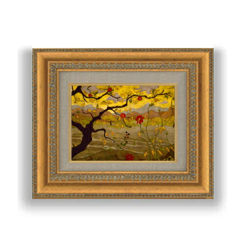 【油絵 直筆仕上げ】ポール・ランソン Apple Tree with Red Fruit SMサイズ 額入り 油絵直筆仕様げ 372×303mm 額縁ガラス板 ｜ 絵画 アート インテリア 壁掛け複製画