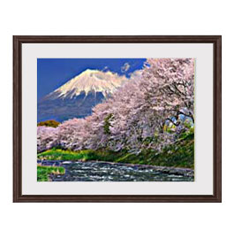 楽天市場】【油絵 直筆仕上げ】富士山-桜- アートフレーム：色