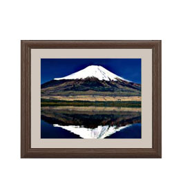 【油絵 直筆仕上げ】富士山(3) アートフレーム：色ブラウン サイズ 額入りS 321×271mm 【軽量フレーム・額表面保護板】 油彩 風景画 オリジナルインテリア絵画 風水画 壁掛け