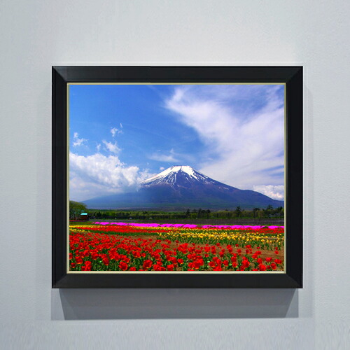 【油絵 直筆仕上げ】早春、富士山 F10サイズ 額入り 【アップグレードフレーム】 油彩 風景画 オリジナルインテリア絵画 風水画 560&times;485mm 複製画 送料無料 プレゼント ギフト 開店祝い 開業祝い 退職祝い 新築祝い リビング 玄関 アートフレーム 壁掛け｜絵画販売アートレスト