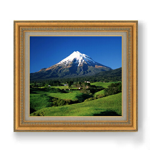 【油絵 直筆仕上げ】新緑、富士山 Ｆ10サイズ 額入り 【額入り】 油彩 風景画 オリジナルインテリア絵画 風水画 673&times;599mm 複製画 送料無料 プレゼント ギフト 開店祝い 開業祝い 退職祝い 新築祝い リビング 玄関 モダン アートフレーム 壁掛け｜絵画販売アートレスト