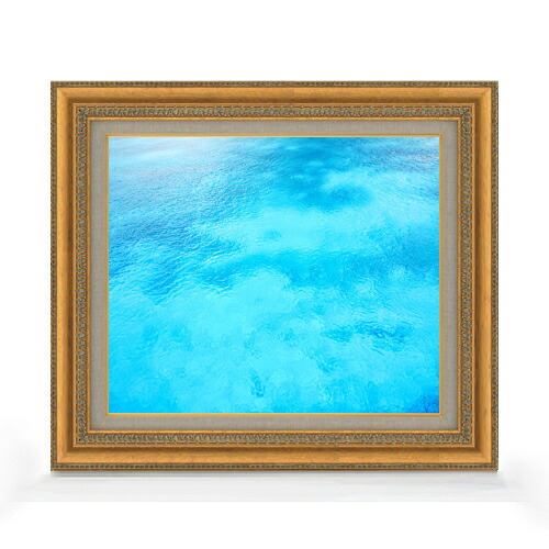 【油絵 直筆仕上げ】ターコイズブルー-カリブ海- F8サイズ 額入り 【キャンバス・アクリル/額入り】 油彩 風景画 オリジナルインテリア絵画 風水画 602×528mm 複製画 送料無料|絵画販売アートレスト