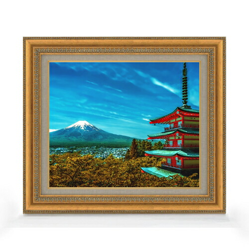 【油絵 直筆仕上げ】富士山-霊峰- F8サイズ 額入り 【キャンバス・アクリル/額入り】 油彩 風景画 オリジナルインテリア絵画 風水画 602×528mm 複製画 送料無料 プレゼント ギフト 開店祝い 開業祝い 退職祝い 新築祝い リビング 玄関 モダン アートフレーム 壁掛け