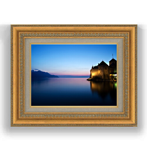 楽天市場】【油絵 直筆仕上げ】青と白のシルエット F4サイズ 額入り