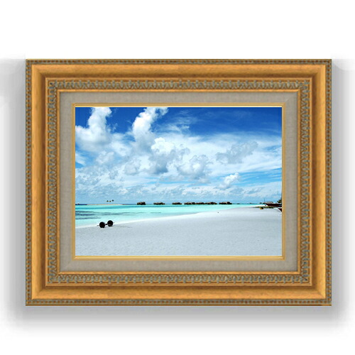 【油絵 直筆仕上げ】砂浜のミストラル F4サイズ 額入り 【キャンバス・額縁】 油彩 風景画 オリジナルインテリア絵画 風水画 481&times;391mm 複製画 送料無料 プレゼント ギフト 開店祝い 開業祝い 退職祝い 新築祝い リビング 玄関 モダン アートフレーム 壁掛け｜絵画販売アートレスト
