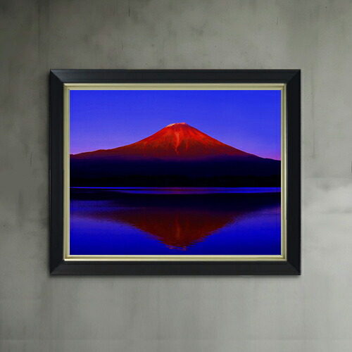 【油絵 直筆仕上げ】赤富士(3) F6サイズ 額入り 【アップグレードフレーム】 油彩 風景画 オリジナルインテリア絵画 風水画 476×384mm 複製画 送料無料 プレゼント ギフト 開店祝い 開業祝い 退職祝い 新築祝い リビング 玄関