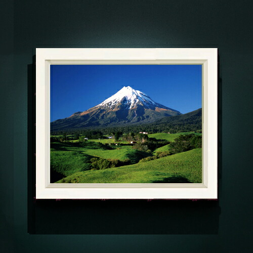 【油絵 直筆仕上げ】新緑、富士山 F6サイズ 額入り 【アップグレードフレーム】 油彩 風景画 オリジナルインテリア絵画 風水画 476×384mm 複製画 送料無料 プレゼント ギフト 開店祝い 開業祝い 退職祝い 新築祝い リビング 玄関