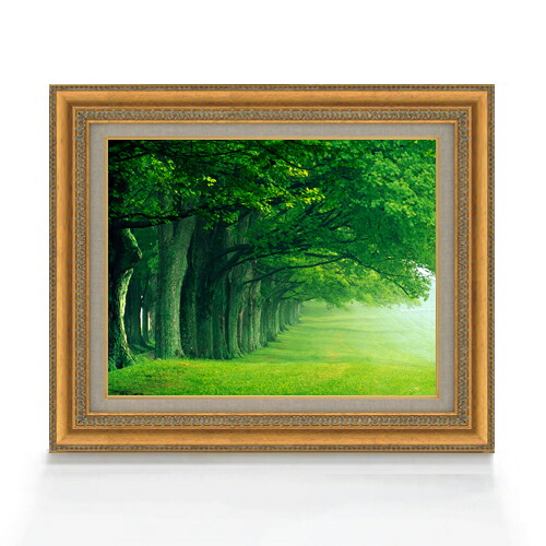 【油絵 直筆仕上げ】the green woods F6サイズ 額入り 【キャンバス・アクリル/額入り】 油彩 風景画 オリジナルインテリア絵画 風水画 558&times;467mm 複製画 送料無料 プレゼント ギフト 開店祝い 開業祝い 退職祝い 新築祝い リビング 玄関 モダン アートフレーム 壁掛け｜絵画販売アートレスト
