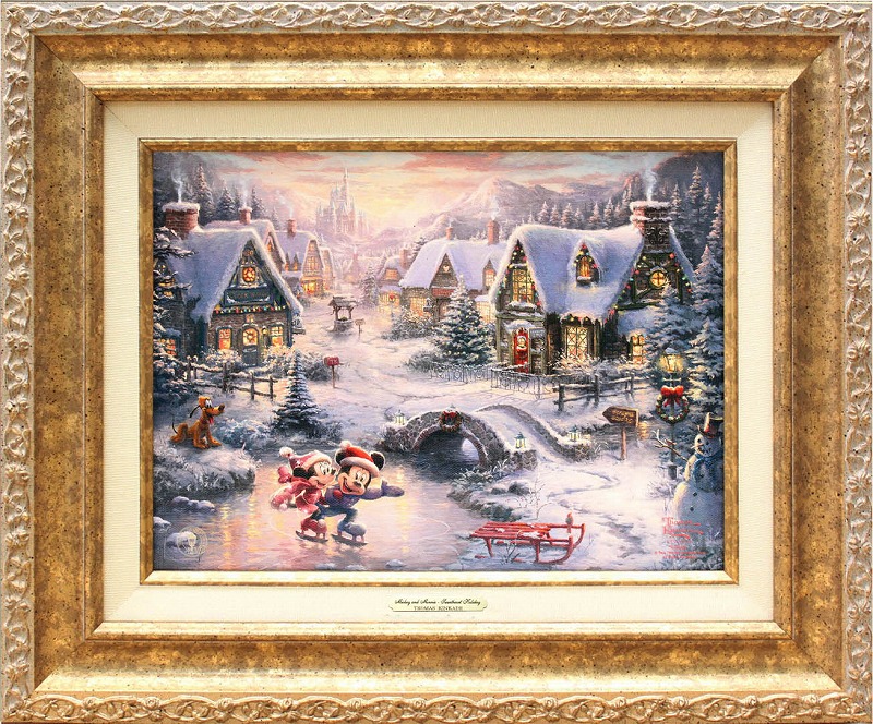 【マラソン限定クーポン】ディズニー 絵画 トーマス キンケード「ミッキー&ミニー/スウィートハート ホリデー」作品証明書 展示用フック付 キャンバスジークレ CC インテリア アート Disney 絵画インテリア【レビュー特典付き】【輸入品】
