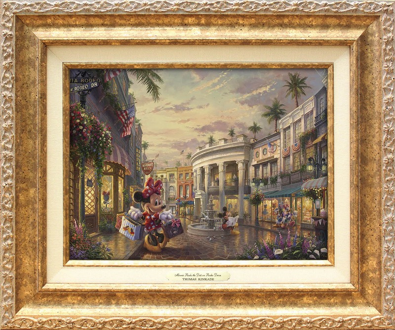 【マラソン限定クーポン】ディズニー 絵画 トーマス キンケード「ミニーマウス/ロデオドライブ」作品証明書 展示用フック付 キャンバスジークレ CC インテリア アート Disney 絵画インテリア【レビュー特典付き】【輸入品】